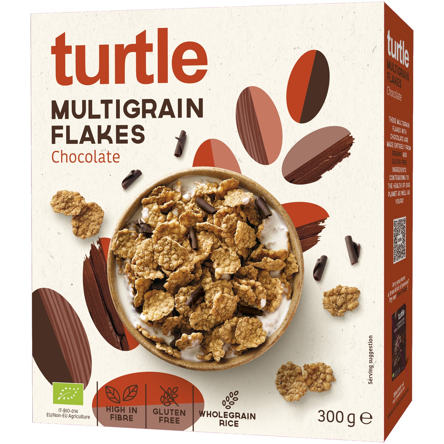 Fulgi ECO multicereale cu ciocolata negra, fara gluten, Turtle, 300g