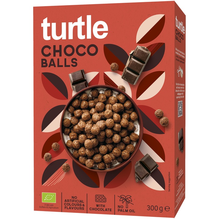 Bile crocante ECO din cereale invelite in ciocolata Turtle, 300g