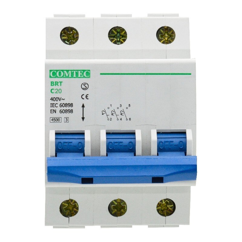Intrerupator automat BRT tripolar COMTEC, 20A, curba C