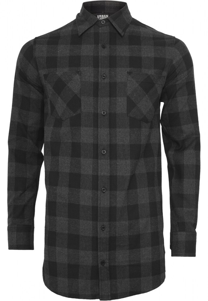 Camasa lunga barbati Urban Classics, Negru-Gri