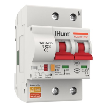 Siguranta automata inteligenta iHunt Home WIFI Smart Circuit Breaker 2P 32A, WiFi, 2 poli, 1P+N, 32A, iHunt Home App Siguranta automata inteligenta iHunt Home WIFI Smart Circuit Breaker 2P 32A, WiFi, 2 poli, 1P+N, 32A, iHunt Home App