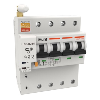 Siguranta automata inteligenta cu contorizare iHunt Home WIFI Smart Circuit Breaker with Metering Function 4P 40A, WiFi, 4 poli, 3P+N, 40A, iHunt Home App Siguranta automata inteligenta cu contorizare iHunt Home WIFI Smart Circuit Breaker with Metering Function 4P 40A, WiFi, 4 poli, 3P+N, 40A, iHunt Home App