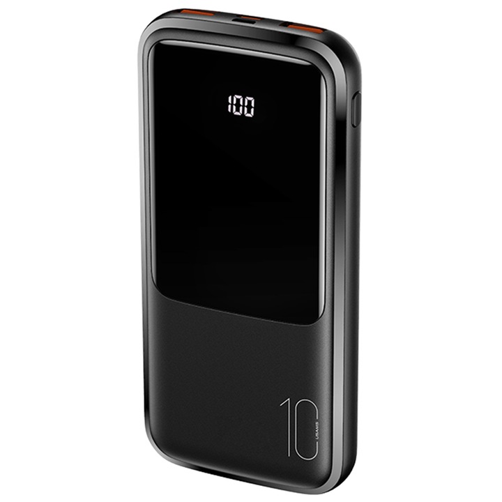 Acumulator extern, Dual USB US-CD16 cu afisaj digital, incarcare rapida 3.0 si PD 3.0 PB58, 10000mAh, negru