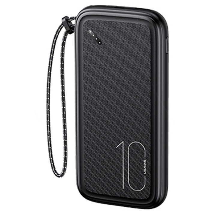 Acumulator extern, Dual USB, US-CD150 cu Lanyard PB56, 10000mAh, Negru