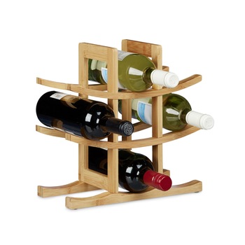 Suport sticle vin, Relaxdays, 9 sticle, bambus, 30 x 30 x 14.5 cm Suport sticle vin, Relaxdays, 9 sticle, bambus, 30 x 30 x 14.5 cm