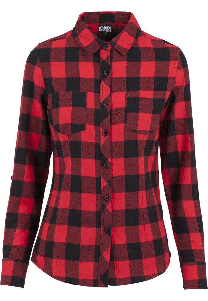 Camasa bumbac urban dama Urban Classics, negru-rosu, M