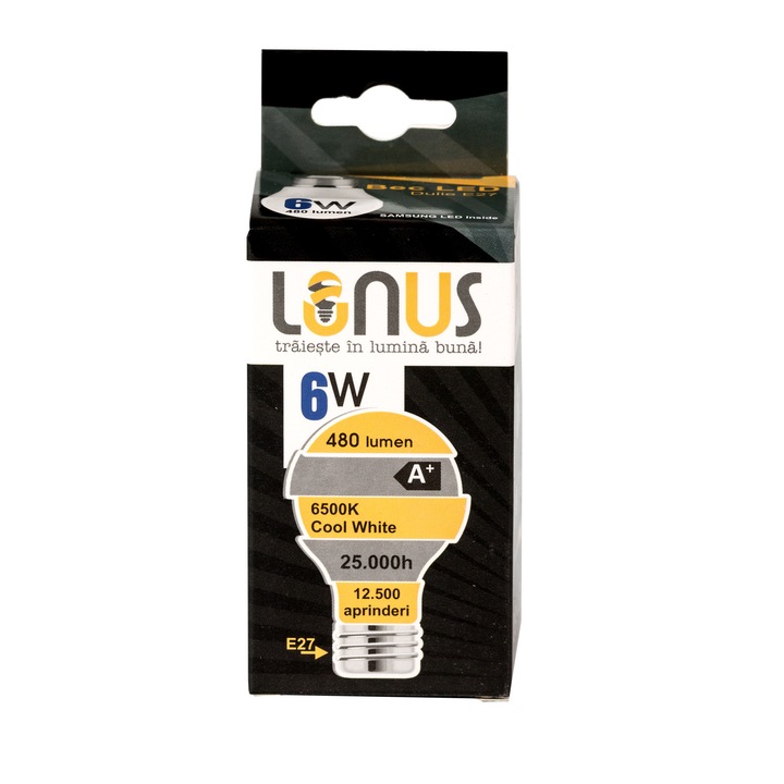 Bec LED Lunus 6W G45 E27 Alb