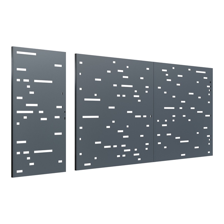 Комплект за гараж и входна врата Todome, Разкроен лист 57, Черен, 450 x 180 см