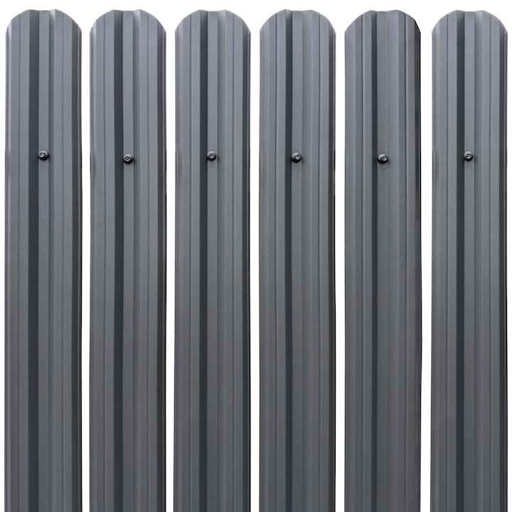 Gard Sipca Metalica Tisa, Set 25 buc. + suruburi, Gri Grafit - Mat, 180x11.5cm / buc, Top Profil Sistem