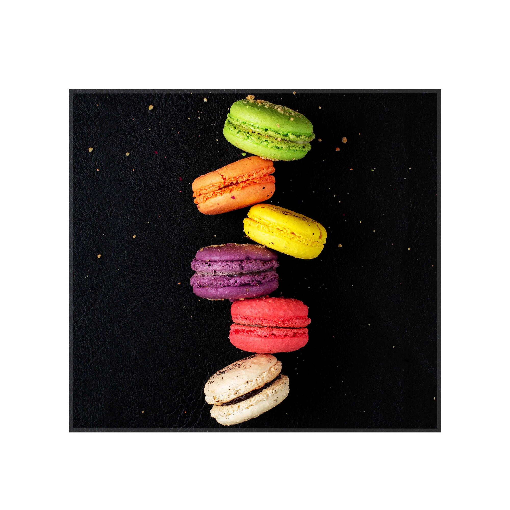 Sticla bucatarie securizata Saint Gobain Glass®, imprimata 60x55cm, protectie antistropire pentru aragaz, Ambra Deco, Macarons