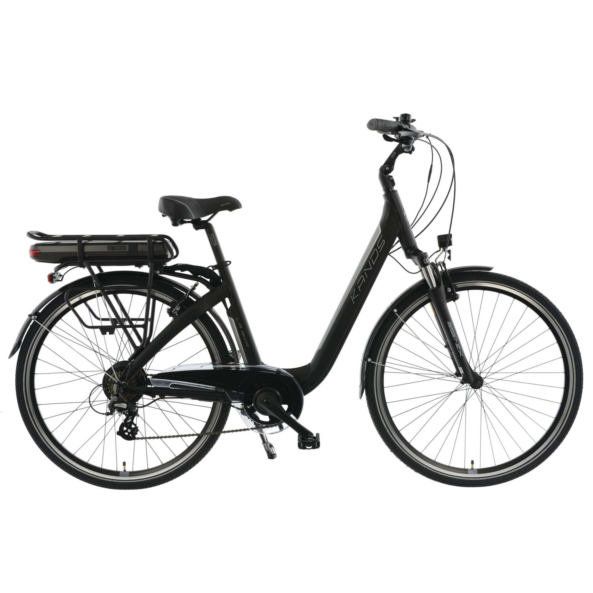 Bicicleta Electrica de Oras Kands La Riva City, barbati, dama, echipare Shimano, E-bike, Cadru Aluminiu, Negru, 160-185 cm inalitme
