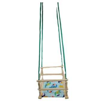 Leagan din lemn cu franghie pentru copii Mini Junior 07801, Multicolor Leagan din lemn cu franghie pentru copii Mini Junior 07801, Multicolor