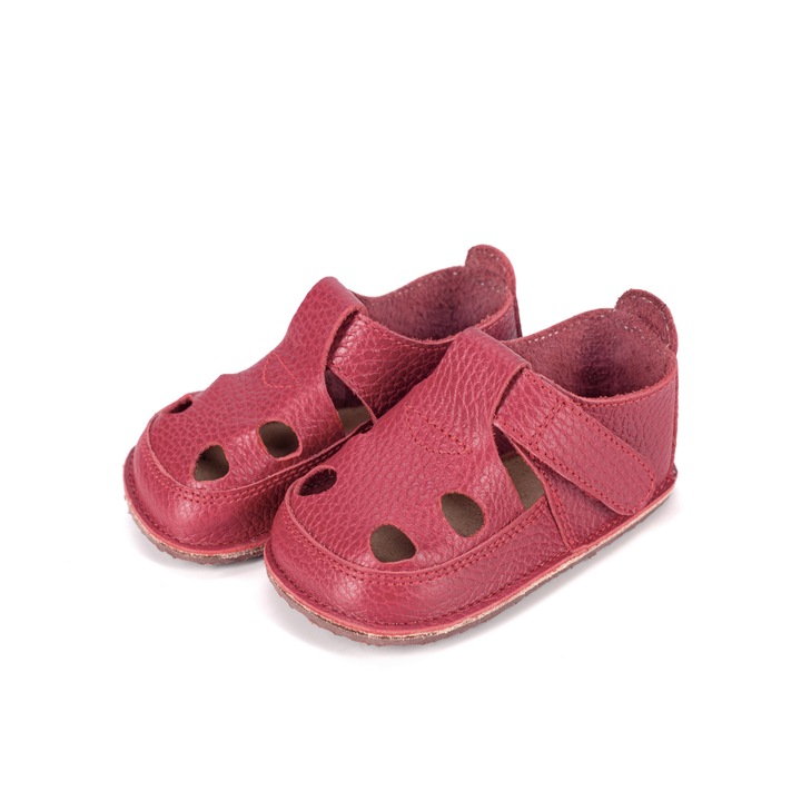 Детски сандали от естествена кожа Tega Shoes Първи стъпки, Малиново червено