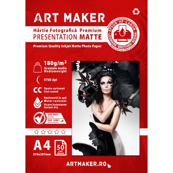 Hartie foto Art Maker Mata, A4, 180g/mp, 50 coli