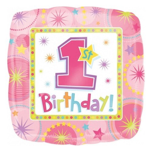 Balon Folie 45cm 1st Birthday Girl
