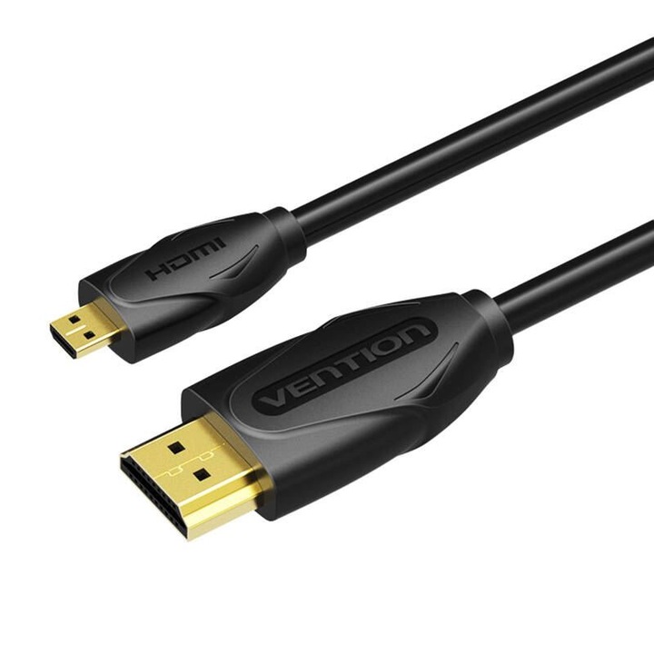 Micro HDMI към HDMI кабел, Full HD 1080P и 3D, позлатен, 3 метра, Vention