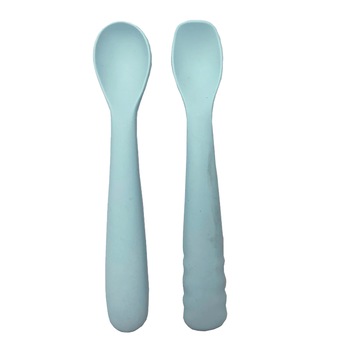 Set 2 linguri Bo Jungle pentru bebelusi, din silicon, albastre Set 2 linguri Bo Jungle pentru bebelusi, din silicon, albastre