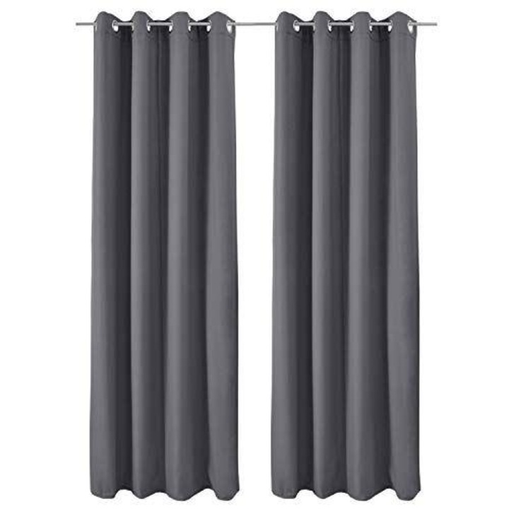 Комплект пердета Beautissu Amelie ТU, Термо, 140х245см, Антрацит, Халки, 2 броя