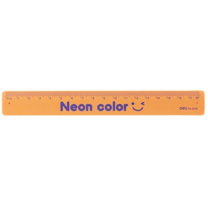 Rigla Flexbila din Silicon Deli Neon Color, Dimensiune 18 cm, Portocaliu