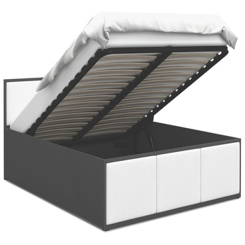 Pat tapitat rabatabil cu Saltea, Eurotel, Panama T, 140x200 cm, MDF, Grafit/Alb Pat tapitat rabatabil cu Saltea, Eurotel, Panama T, 140x200 cm, MDF, Grafit/Alb