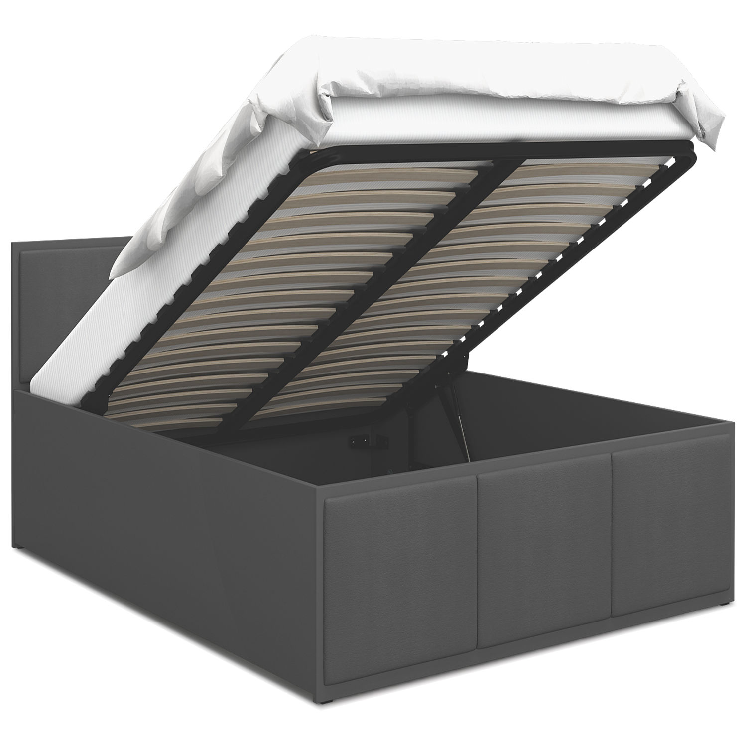 Pat tapitat rabatabil cu Saltea, Eurotel, Panama T, 140x200 cm, MDF, Grafit