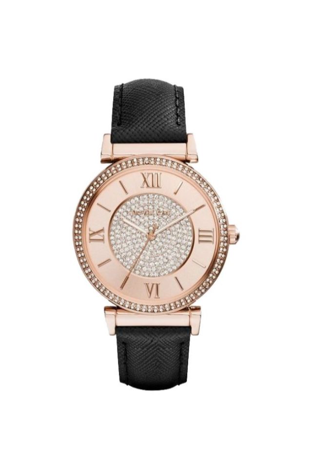 Ceas Michael Kors MK2376, Piele/Inox, Rose Gold/Negru