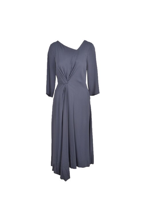 Rochie midi asimetrica, Elastan, Albastru Indigo, 44 EU