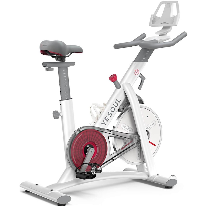 Bicicleta spinning smart Yesoul S3, rezistenta magnetica, bluetooth, greutate maxima utilizator 120 kg, alb