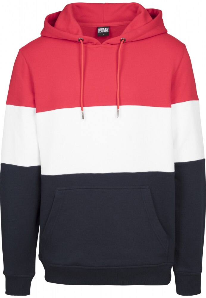 Hanorac trei culori Urban Classics, Foc-rosu