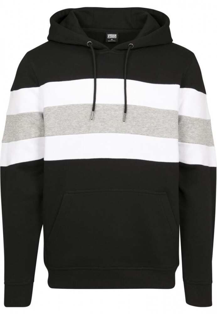 Hanorac Chest cu dungi Urban Classics, Negru-Alb, 4XL