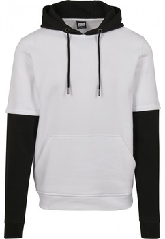 Hanorac cu 2 straturi Urban Classics, Alb-Negru, S Hanorac cu 2 straturi Urban Classics, Alb-Negru, S