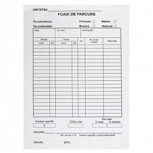 Set 100 foi parcurs A5 persoane/marfuri