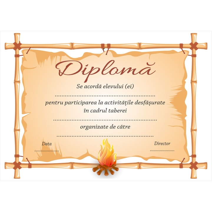 Diploma tabara, model 4, format A4, carton 300 grame