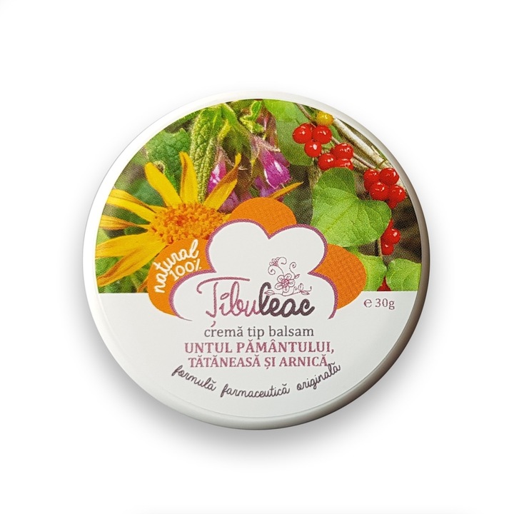 Crema tip balsam, TIBULEAC, Untul pamantului, Tataneasa si Arnica, 30g