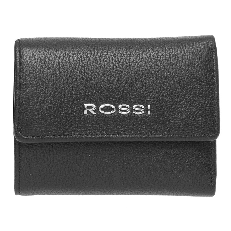 Portofel din piele naturala, Rossi, RSC3636, 9.5x7.5x2cm, Negru mat