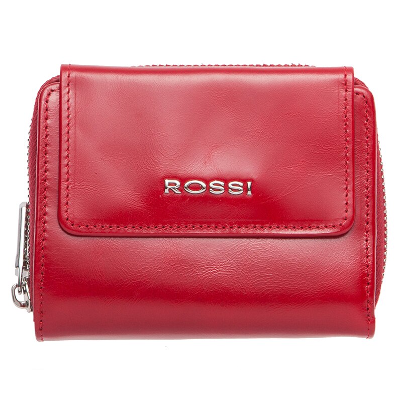 Portofel din piele naturala, Rossi, RSC3805, 12x9.5x3cm, Rosu