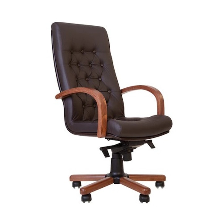 Scaun directorial CHEF LUX EXTRA, Brun inchis piele naturala