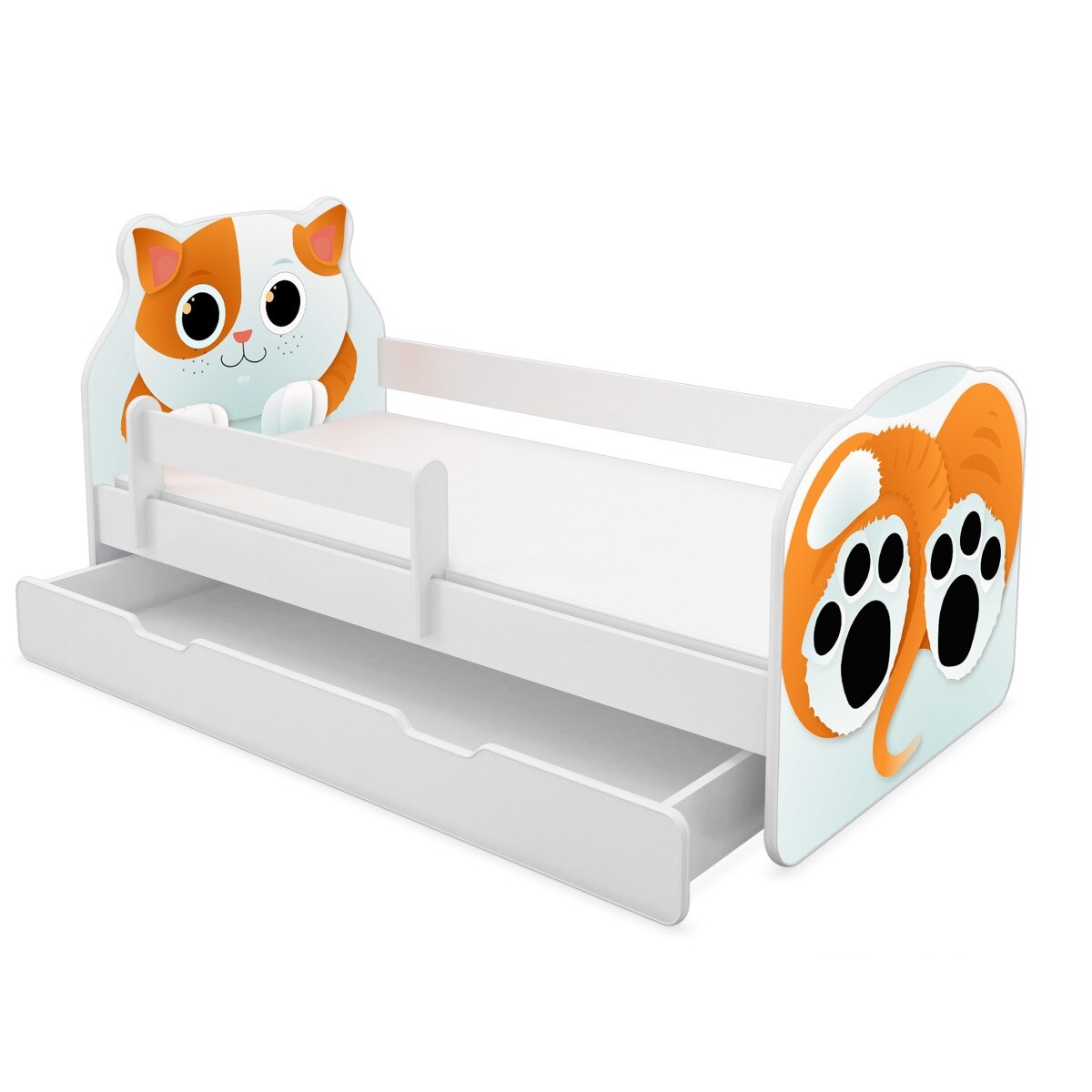 Pat copii cu saltea si sertar MyKids Animals Cat 140x70