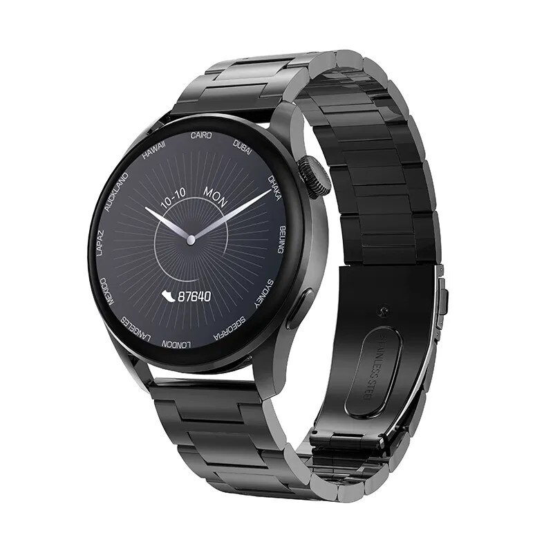 Ceas smartwatch TechONE™ DT3, 1.36 inch IPS HD, multi sport, apel bluetooth 5.0, agenda, ritm cardiac inteligent, EKG, rezistent la apa IP67, difuzor, notificari, vibratii, curea metalica silicon incluse, negru