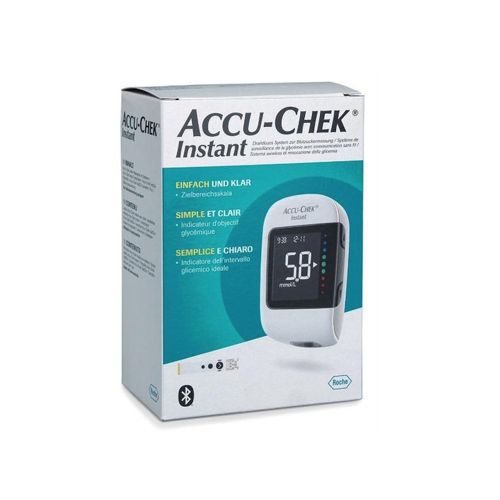 Апарат за измерване на кръвна захар Accu chek Instant + 10 броя тест ленти