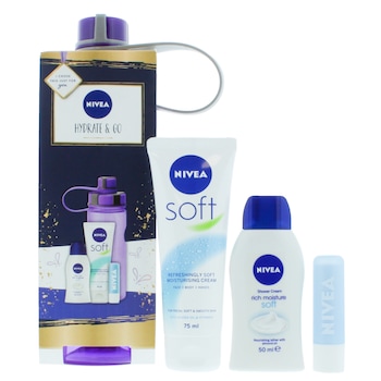 Set 4 Piese Nivea, Hydrate & Go, 1 x Crema Hidratanta 75 ml, 1 x Crema de Dus 50 ml, 1 x Balsam de Buze 4,8 gr, 1 x Sticla De Apa Set 4 Piese Nivea, Hydrate & Go, 1 x Crema Hidratanta 75 ml, 1 x Crema de Dus 50 ml, 1 x Balsam de Buze 4,8 gr, 1 x Sticla De Apa