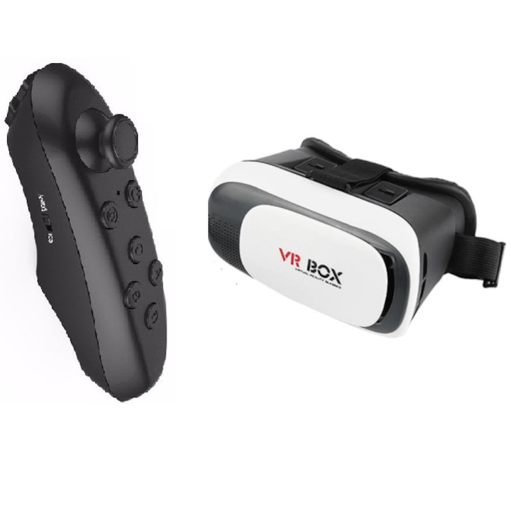 VR-szemüveg, KlaussTech, telefonhoz, könnyen használható, ergonómikus, játékokhoz és videókhoz való, távirányító, különféle felhasználási területek, fehér és fekete