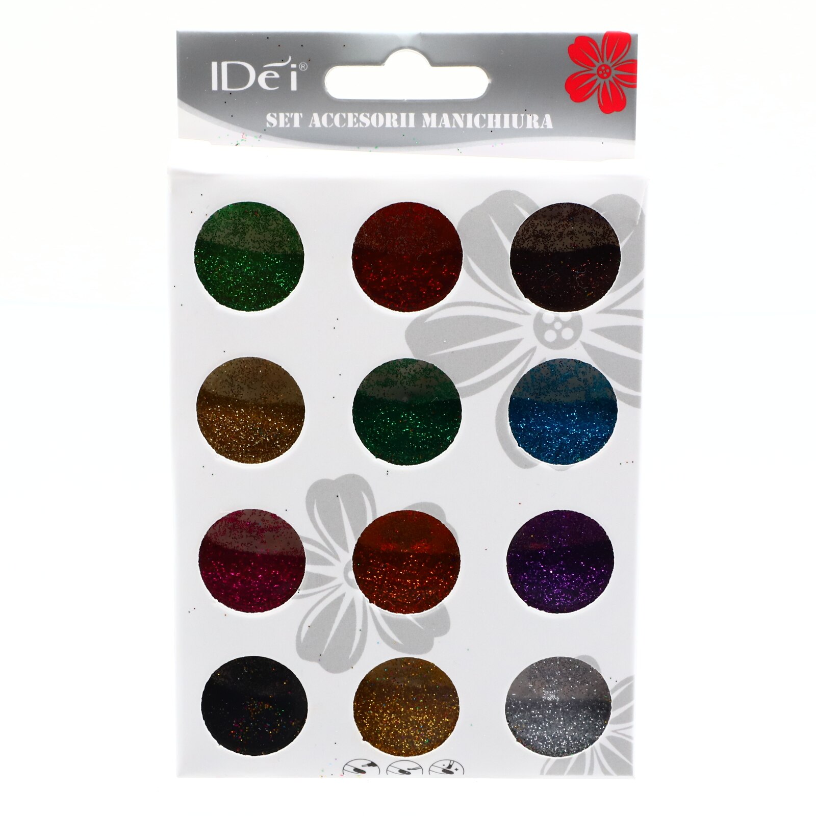 Set 12 bucati, Sclipici pentru unghii, Multicolor, 50 g