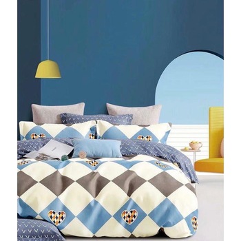 Lenjerie de pat Kotonia Home cu doua fete, 2 persoane, 6 piese, cearsaf de pat 230x250cm; husa pilota 200x230cm; 2 fete perna 50x75cm, 2 fete perna 70x70cm, model Sah Lenjerie de pat Kotonia Home cu doua fete, 2 persoane, 6 piese, cearsaf de pat 230x250cm; husa pilota 200x230cm; 2 fete perna 50x75cm, 2 fete perna 70x70cm, model Sah