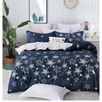 Lenjerie de pat Kotonia Home cu doua fete, 2 persoane, 4 piese, cearsaf de pat 230x250cm ; husa pilota 200x230cm; 2 fete perna 50x75 cm, model All Stars Lenjerie de pat Kotonia Home cu doua fete, 2 persoane, 4 piese, cearsaf de pat 230x250cm ; husa pilota 200x230cm; 2 fete perna 50x75 cm, model All Stars