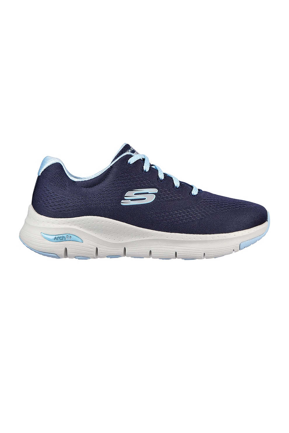 Skechers, Pantofi sport din material textil Arch Fit, Bleumarin inchis/Albastru deschis/Alb