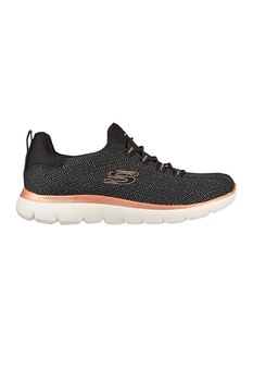 Skechers, Pantofi sport slip-on de plasa Summits, Negru/Alb Skechers, Pantofi sport slip-on de plasa Summits, Negru/Alb