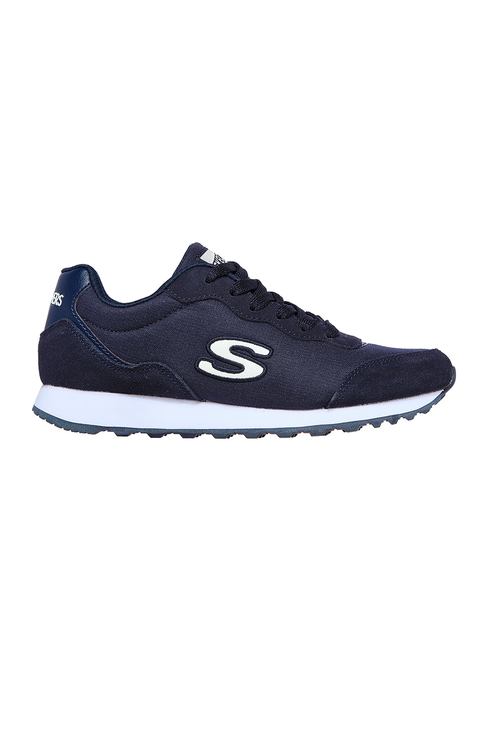 Skechers, Pantofi sport cu insertii de piele intoarsa OG 85-Vibe'In, Bleumarin inchis
