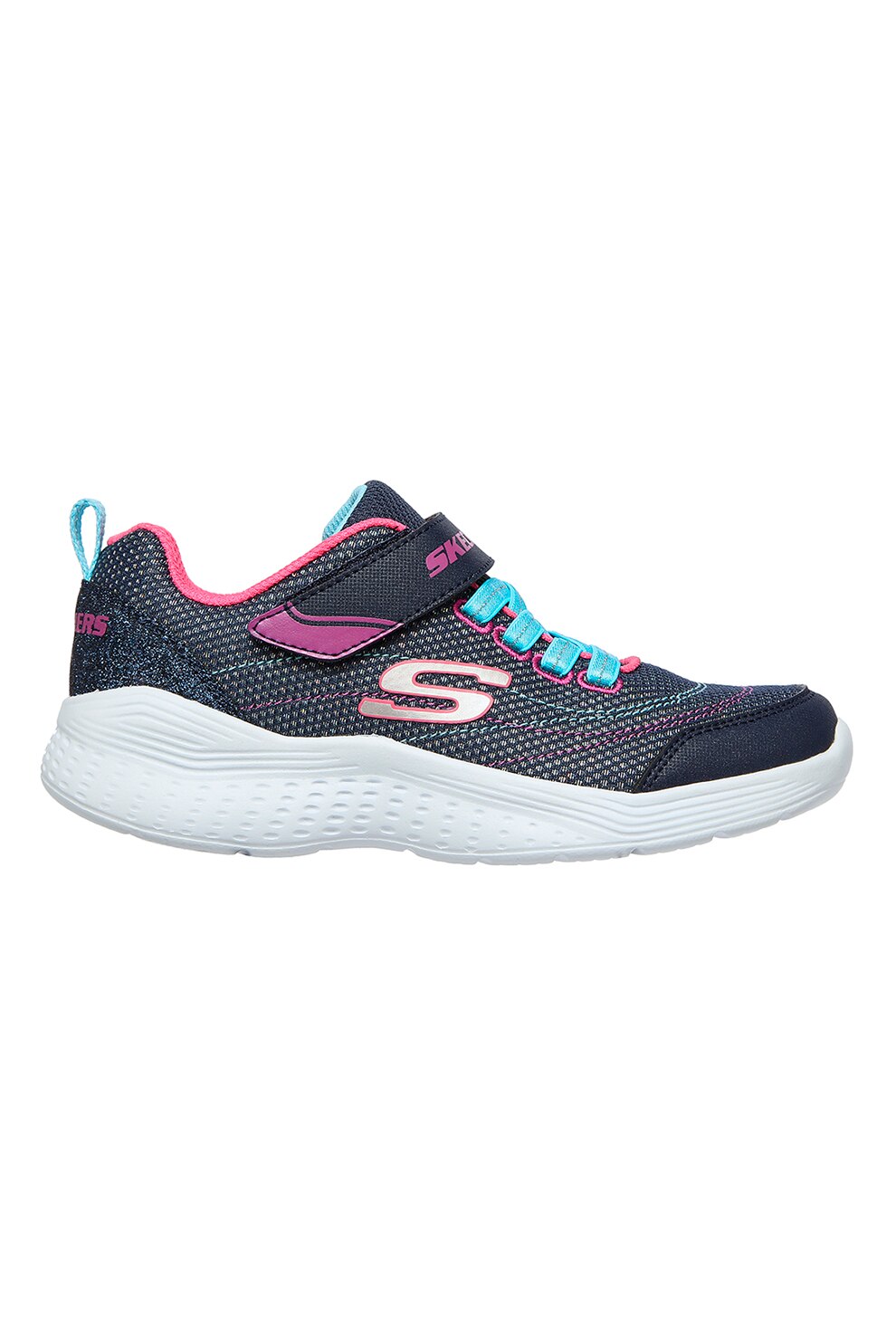 Skechers, Pantofi sport cu velcro Snap Sprints - Eternal Shine, bleumarin, albastru aqua, roz aprins