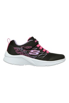Skechers, Pantofi sport cu velcro Microspec, Negru/Fucsia